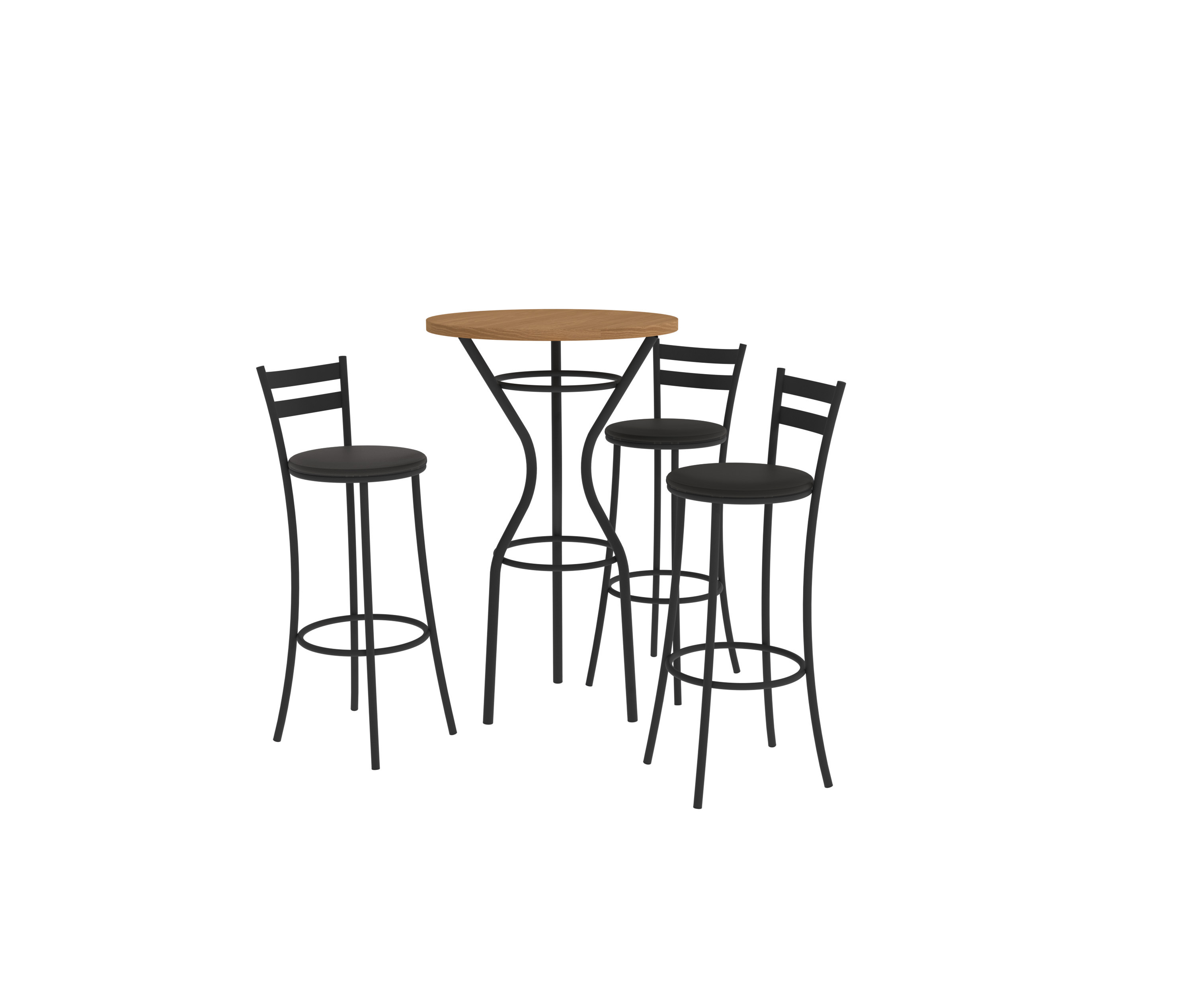 Conj. Mesa Bistro Dublin c/ tampo e 3 banquetas Jade  CM1029PRF