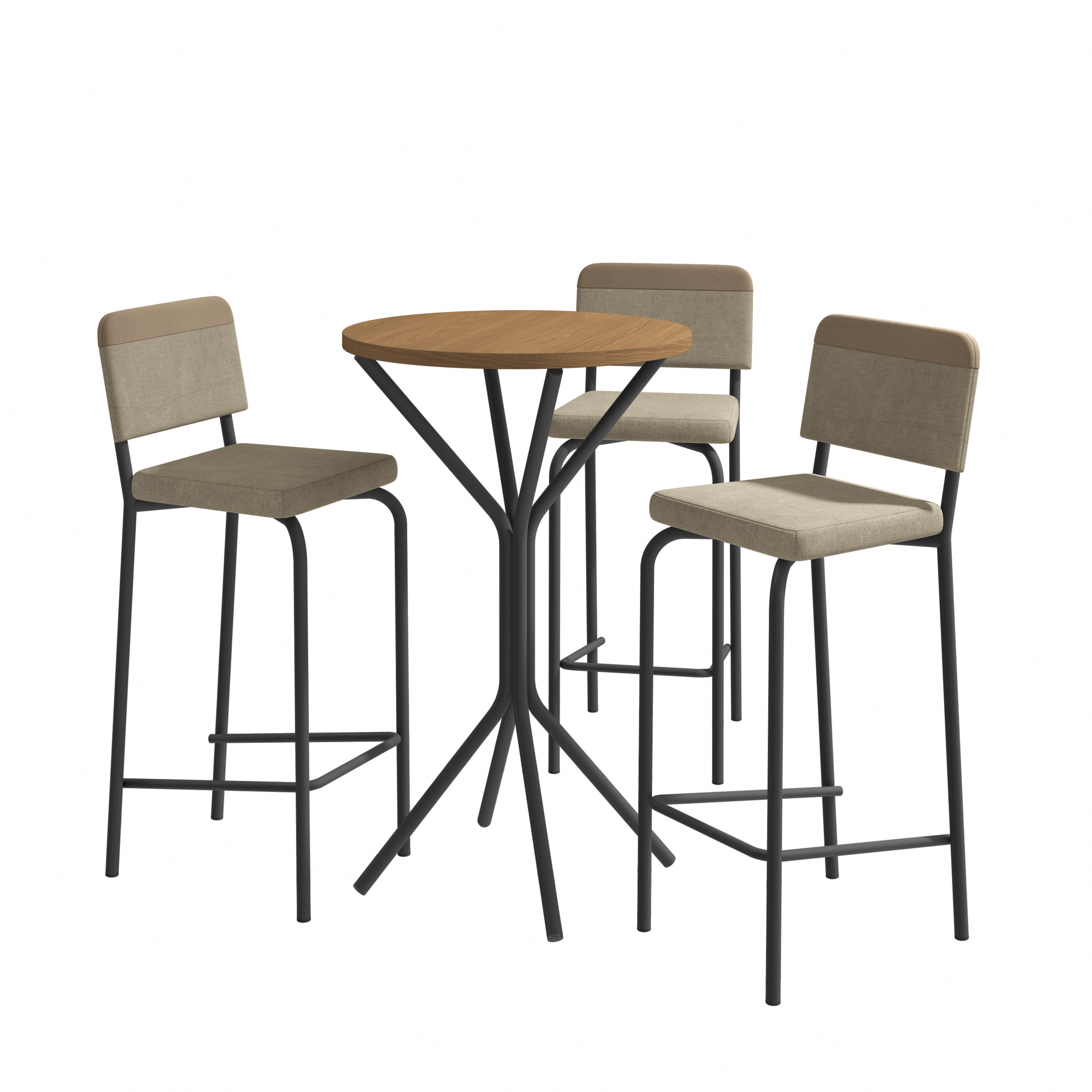 Conj. Mesa Bistrô Oxford c/ tampo e 3 Banquetas Fiji CM1144PRF