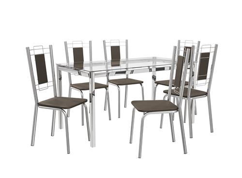 Conj. Mesa Reno c/ tampo e 6 Cadeiras Florença CMC035CR