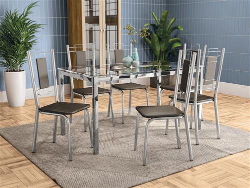 Conj. Mesa Reno c/ tampo e 6 Cadeiras Florença CMC035CR