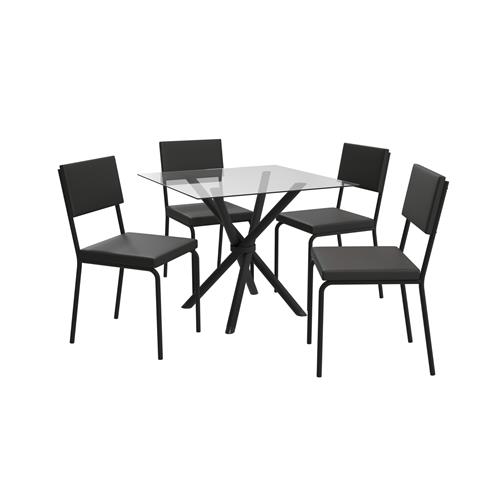 Conj. Mesa Volga c/ tampo e 4 Cadeiras Zaria CMC970PRF