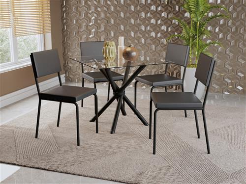 Conj. Mesa Volga c/ tampo e 4 Cadeiras Zaria CMC970PRF