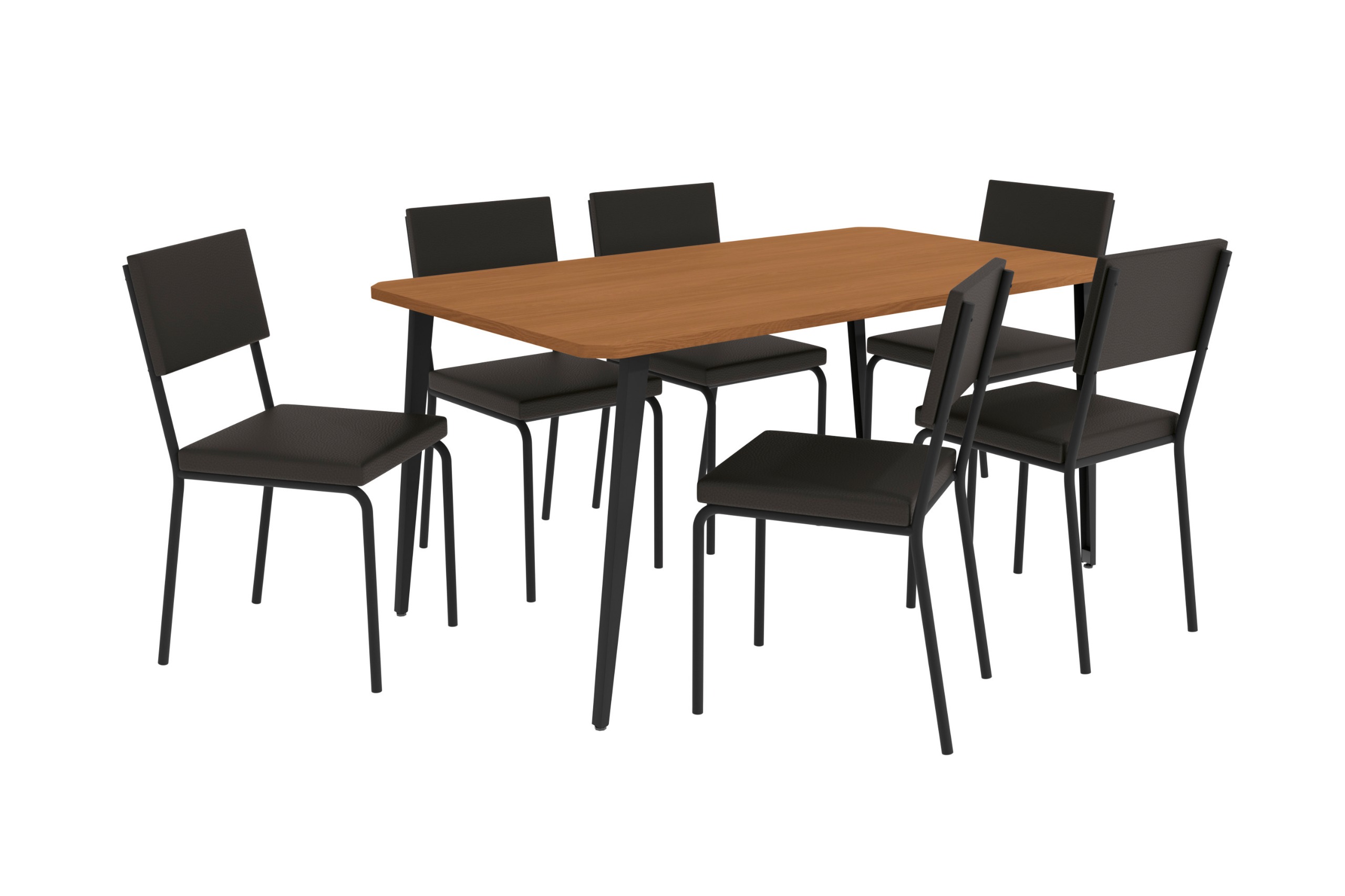 Conj. Mesa Iguaçu c/ tampo e 6 Cadeiras Zaria CMC978PRF