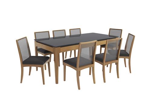 Conj Mesa Mira c/ tampo e 8 Cadeiras Lara CSJ060CA