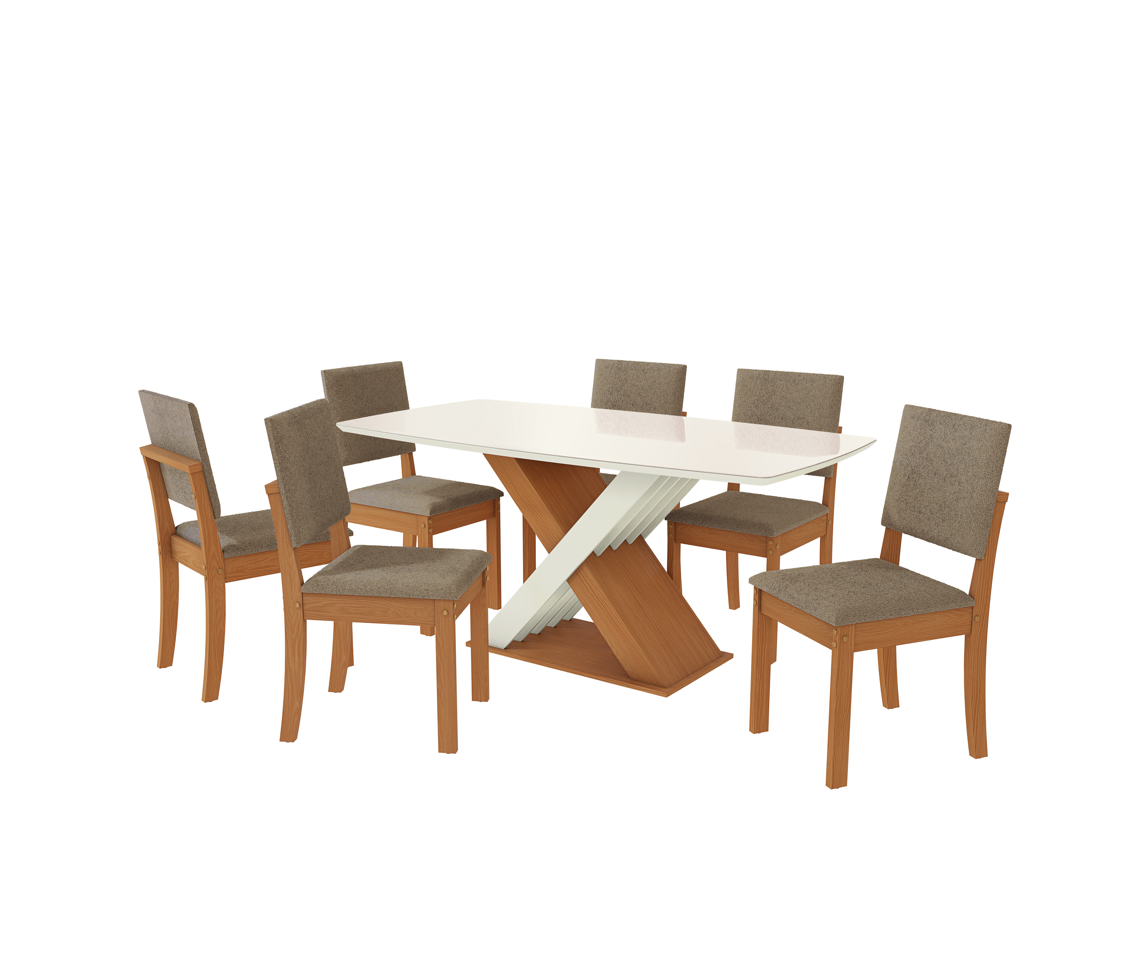 Conj Mesa Graviola c/ tampo e 6 Cadeiras Luna CSJ1585CN