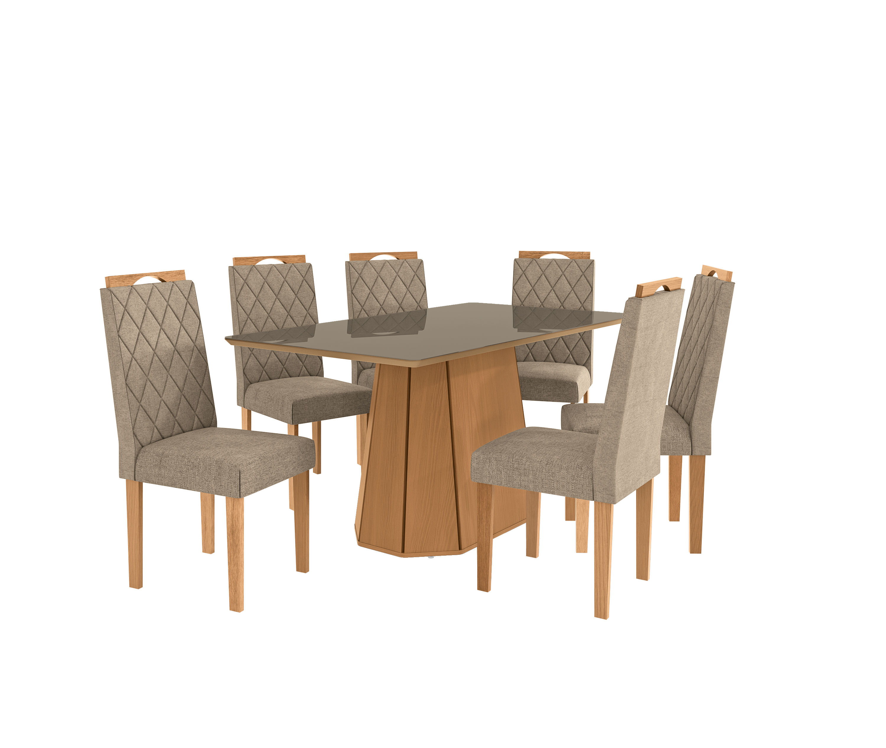 Conjunto Hara c/ tampo e 6 Cadeiras Luna CSJ1675EA