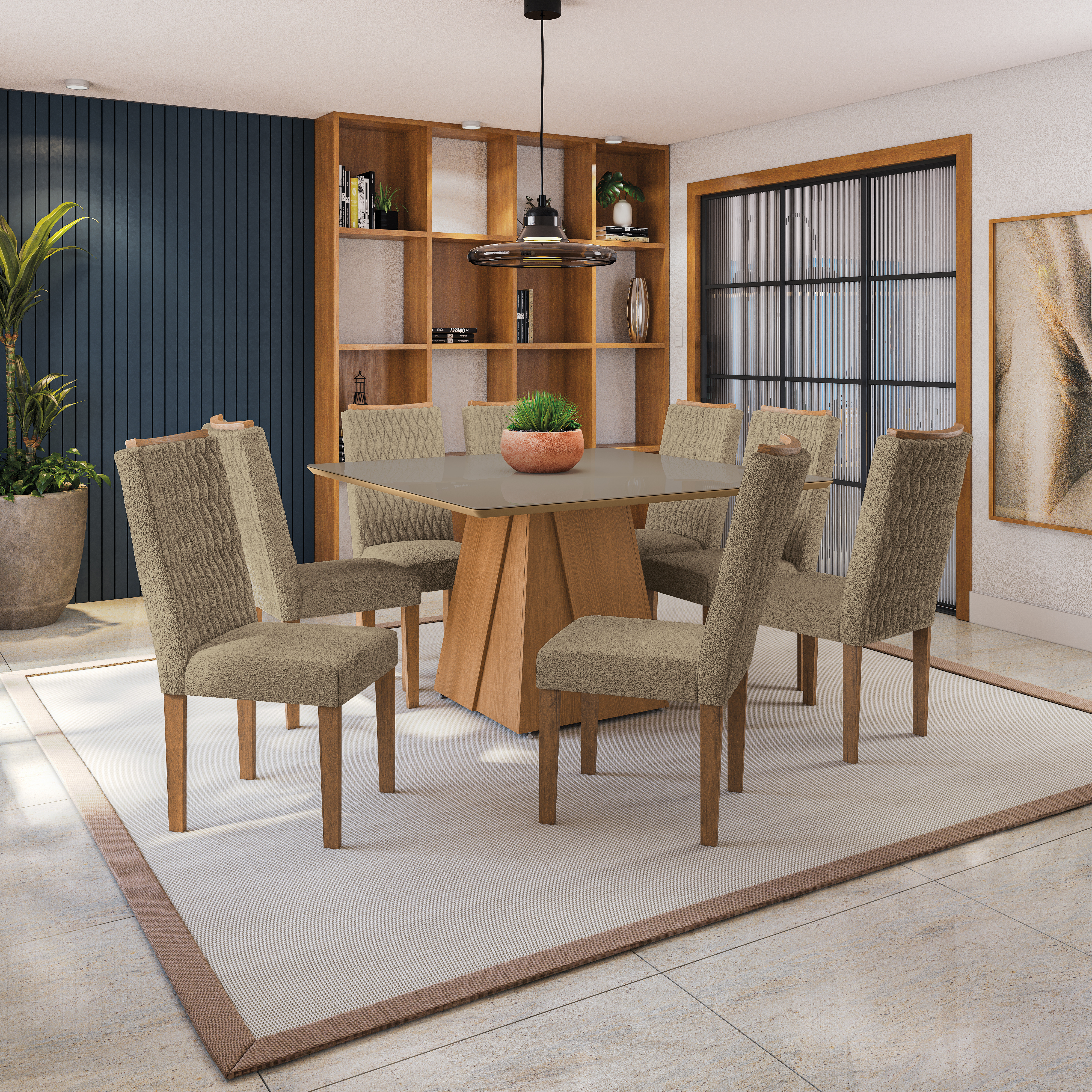 Conj Mesa Dalia c/ tampo e 8 Cadeiras Aura CSJ1935EA