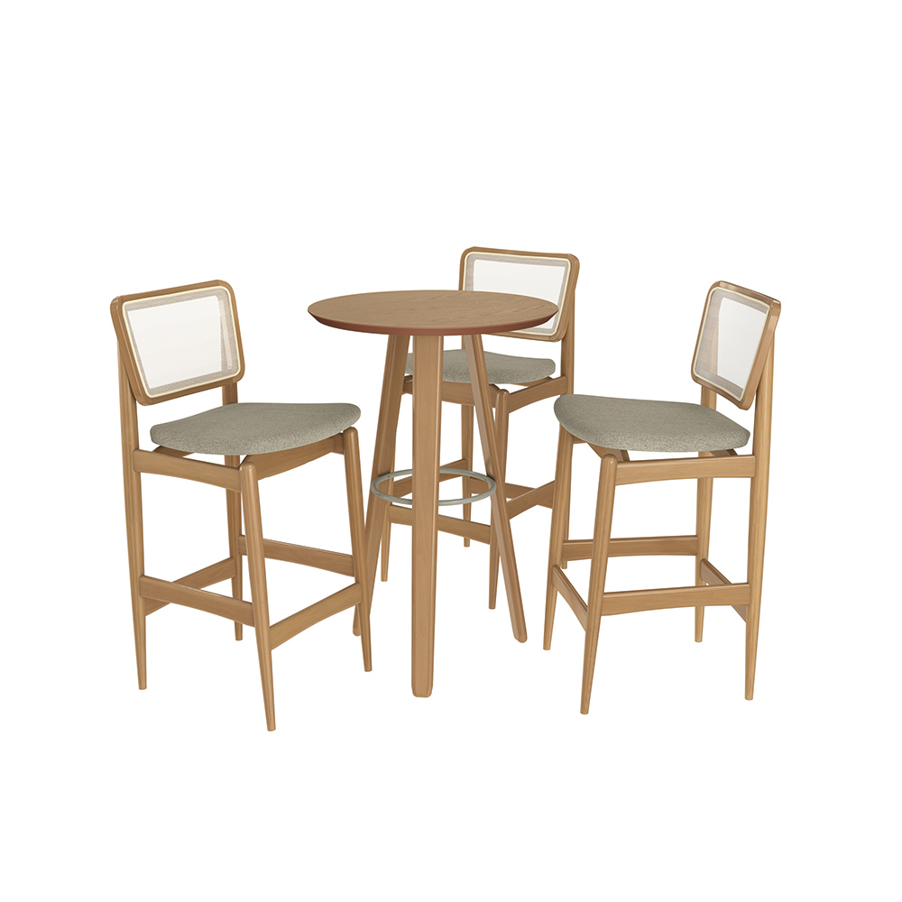 Conj Mesa Áurea c/ tampo e 3 Banquetas Liz CSJ395CA