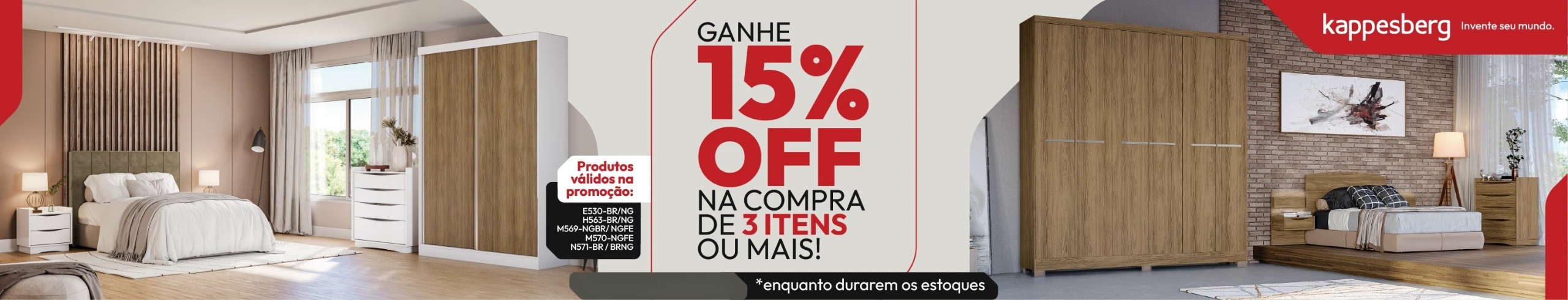 Até 15%OFF na compra de Três itens ou Mais